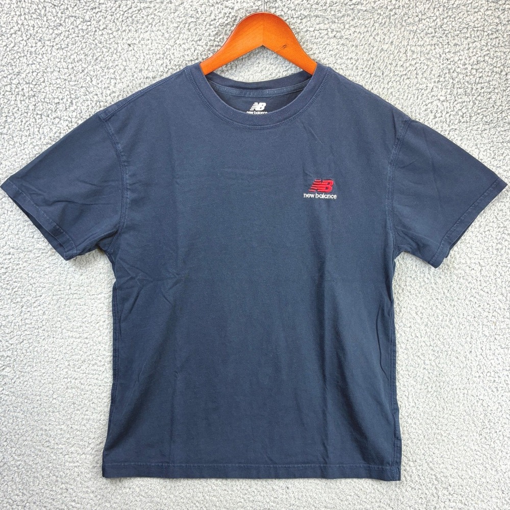 New Balance Small Logo Crewneck T-Shirt Mens S Navy Blue Athleisure Sporty